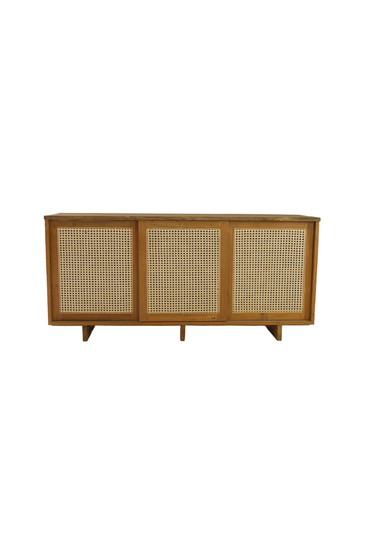Mueble de madera de teca con puertas corredizas de ratán