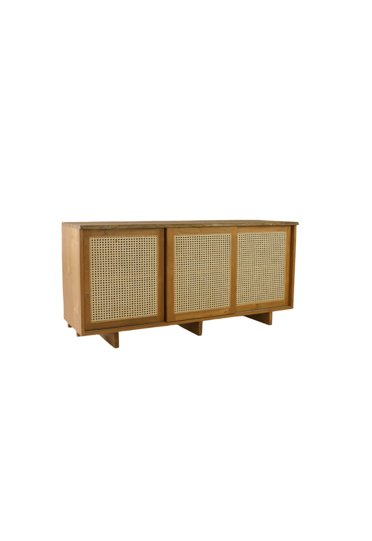 Mueble de madera de teca con puertas corredizas de ratán
