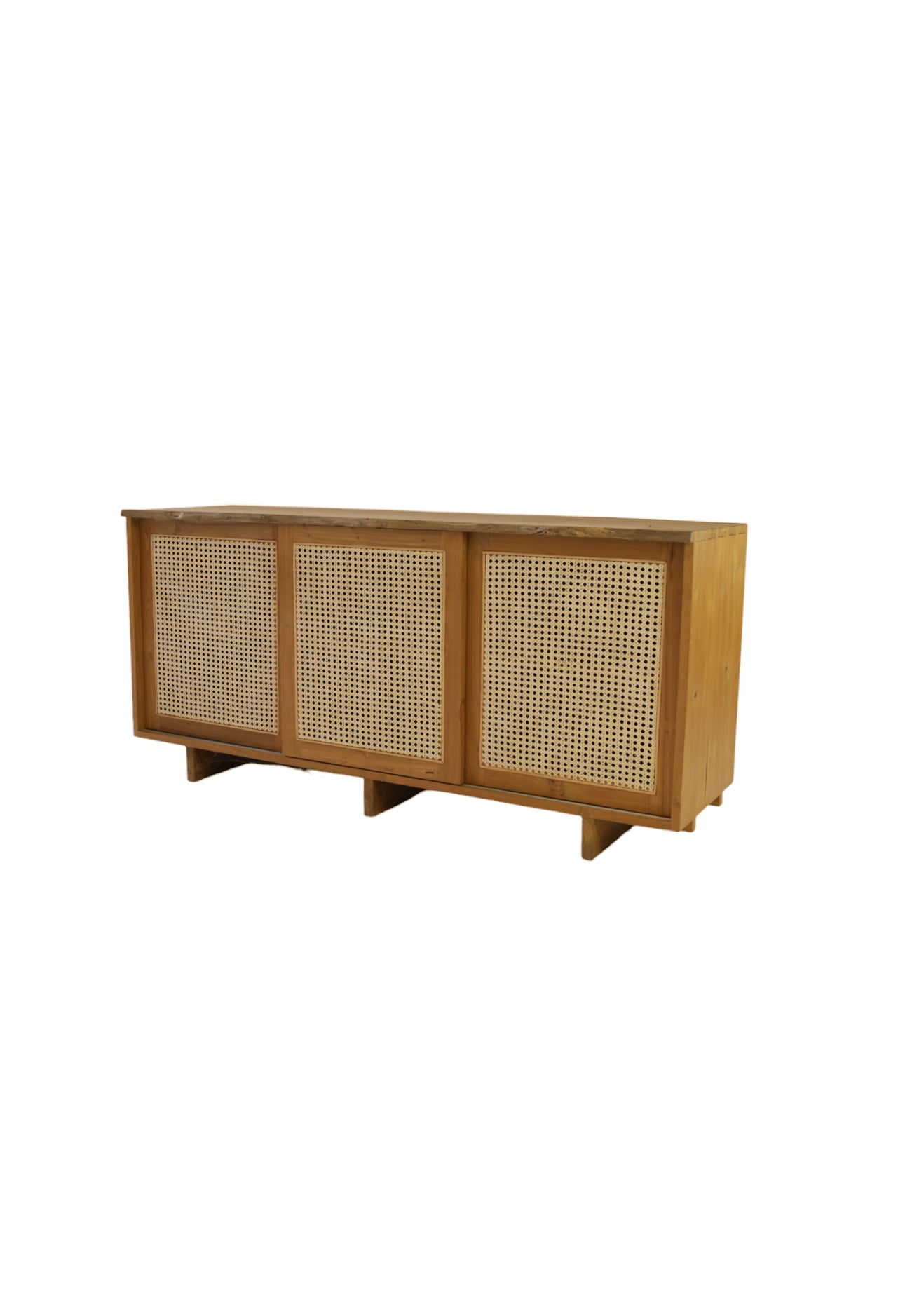 Mueble de madera de teca con puertas corredizas de ratán