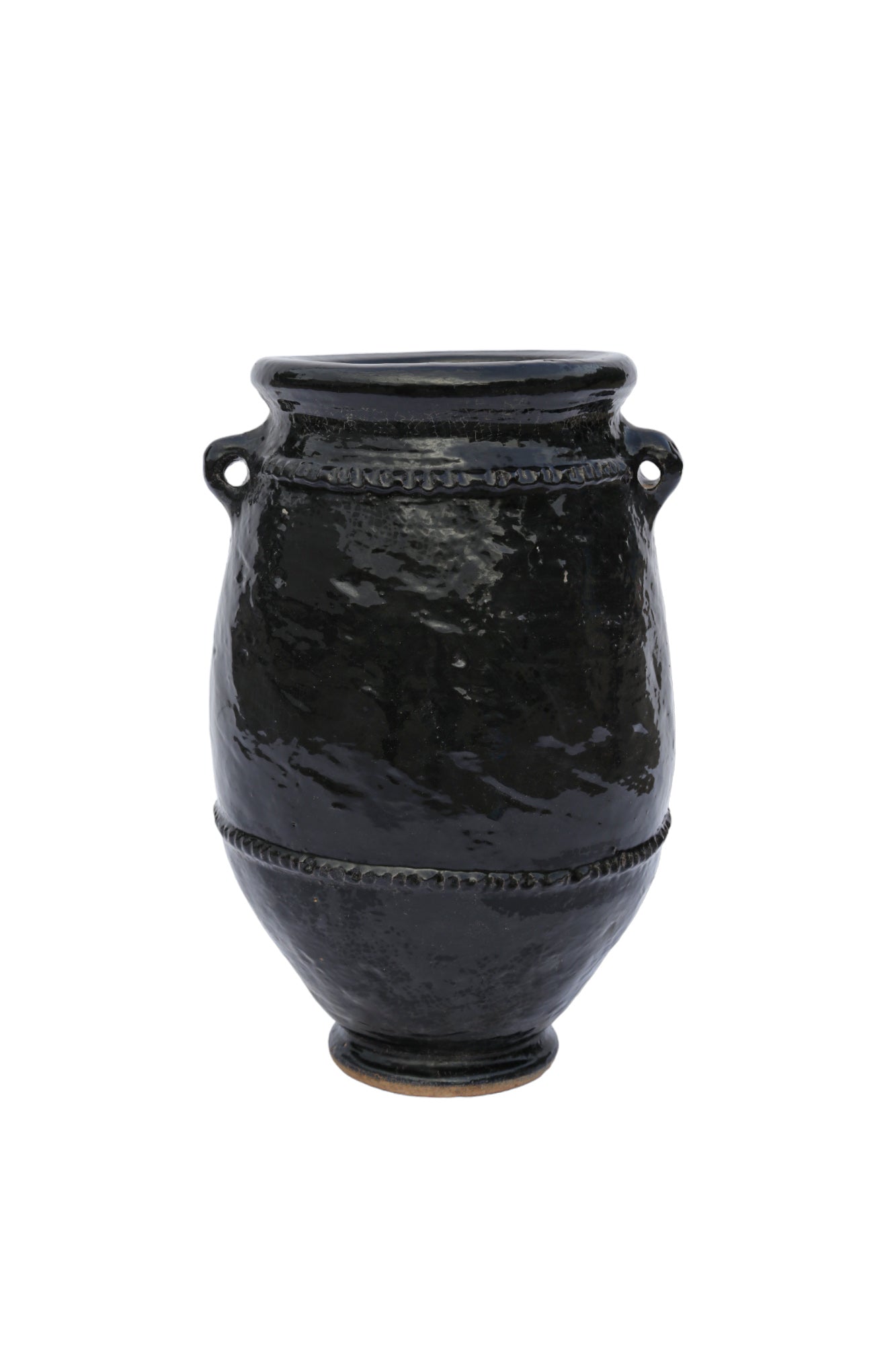 Maceta pequeña de terracota esmaltada en negro