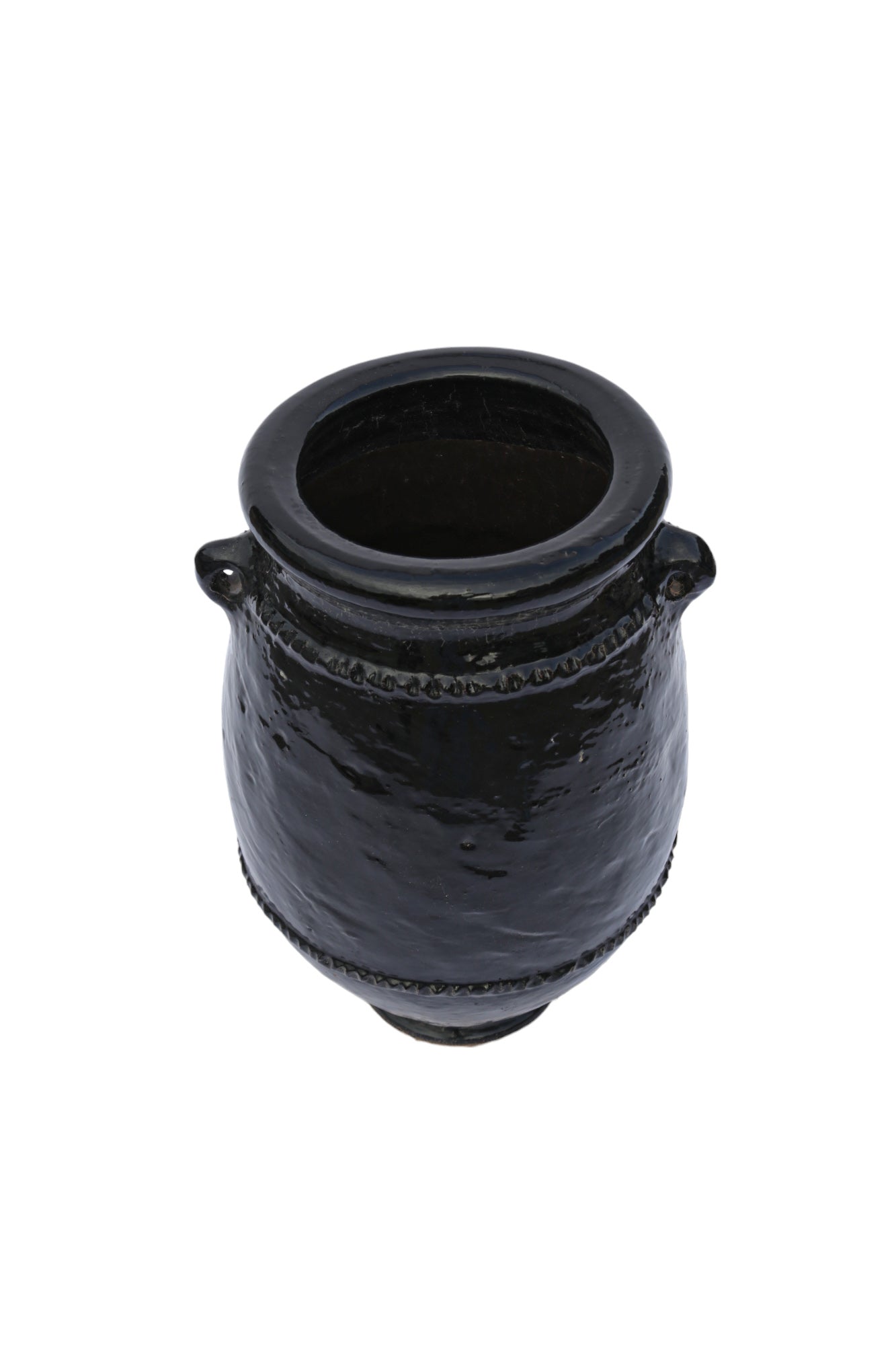 Maceta pequeña de terracota esmaltada en negro