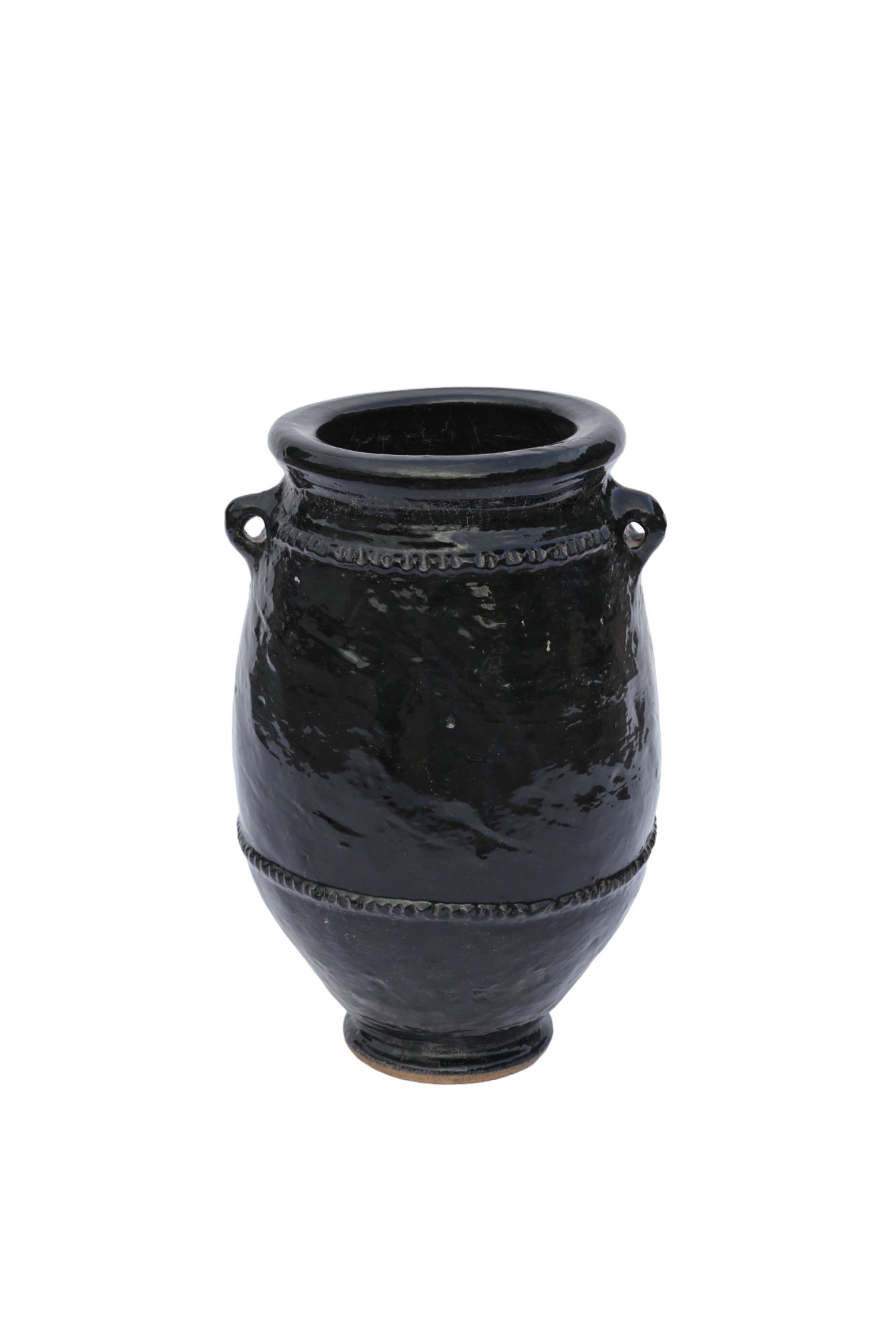 Maceta pequeña de terracota esmaltada en negro
