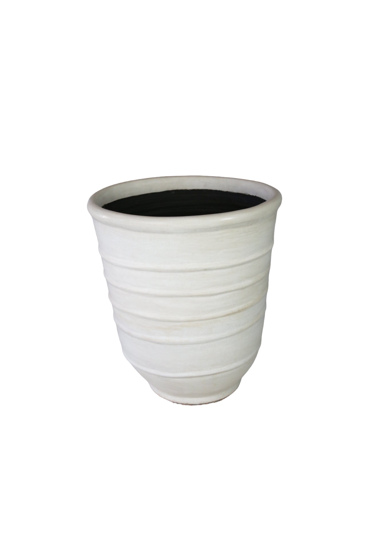 Maceta Tadelakt Blanco Con Aros ø67 H77