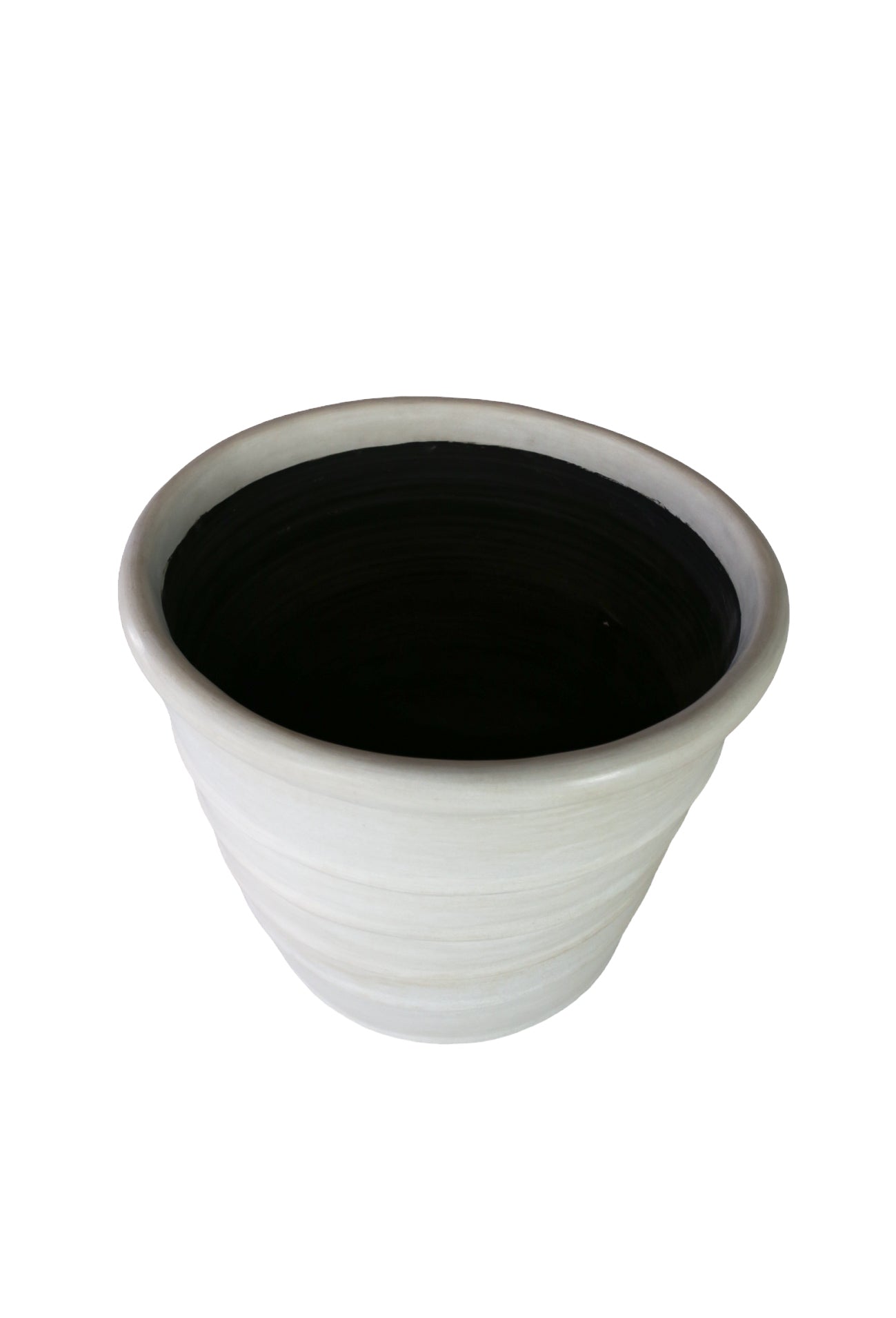 Maceta Tadelakt Blanco Con Aros ø67 H77