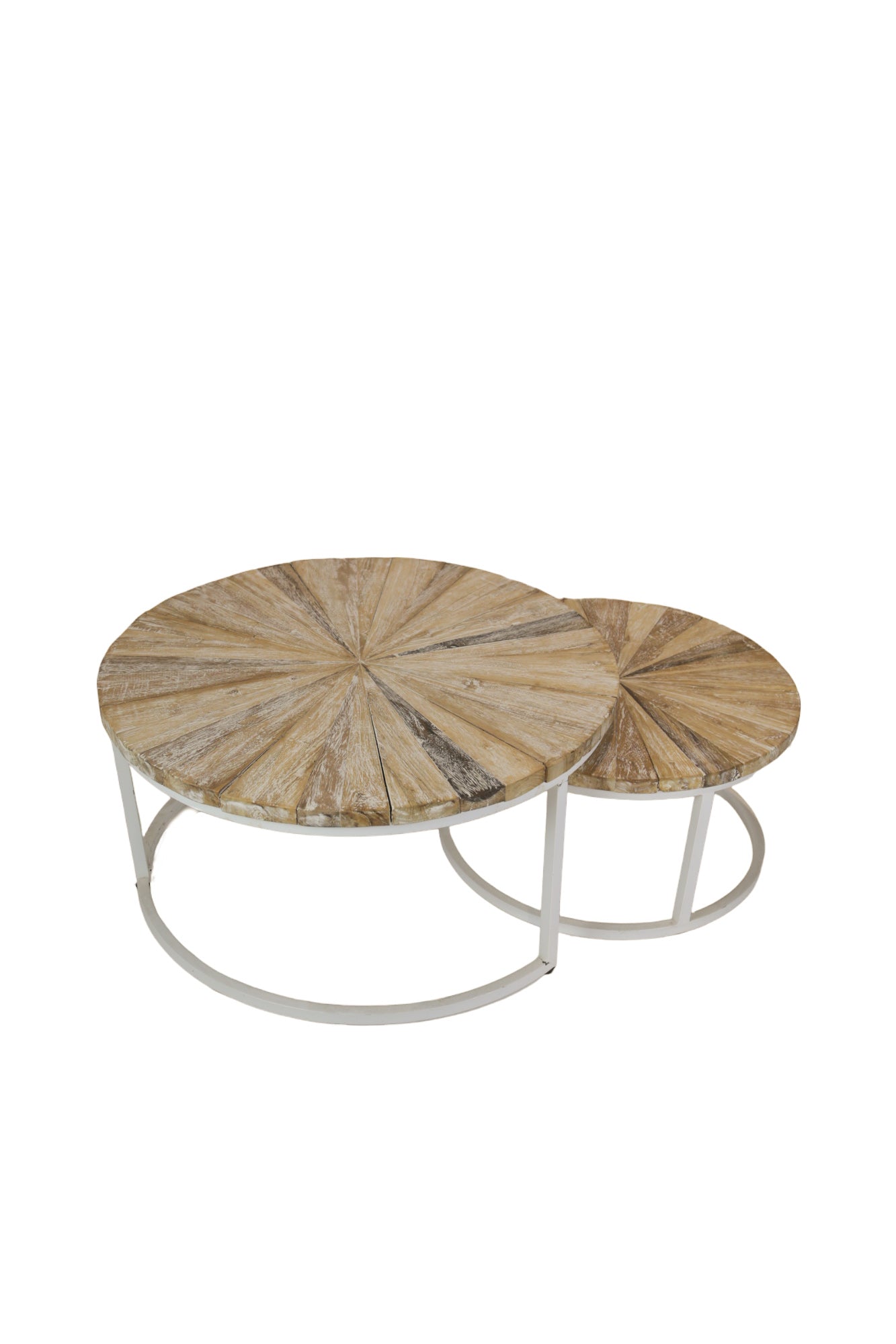 Juego de mesa redonda Java con patas de hierro blanco