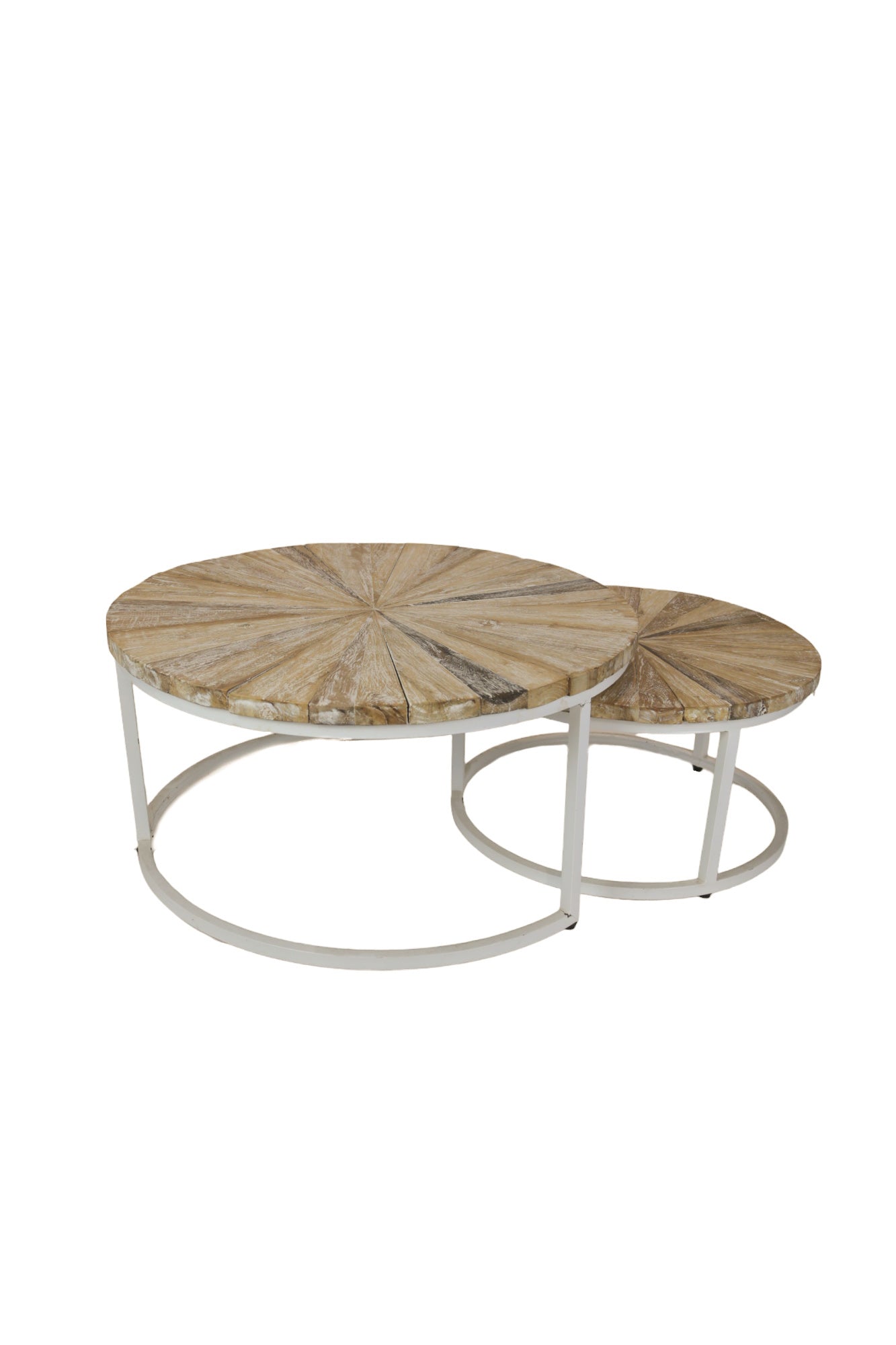 Juego de mesa redonda Java con patas de hierro blanco