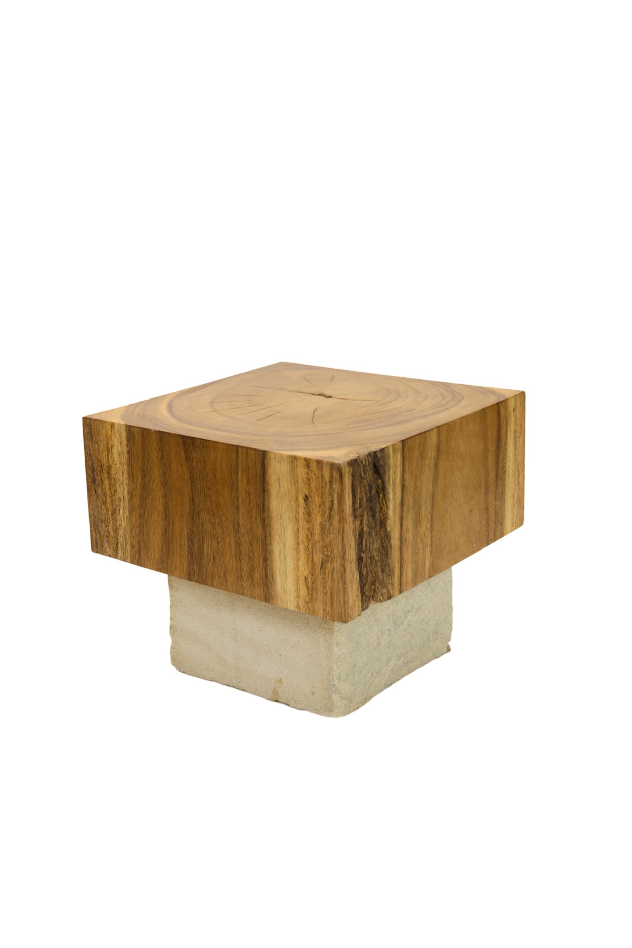 Mesa Auxiliar Pequeña De Suar Y Pie De Piedra