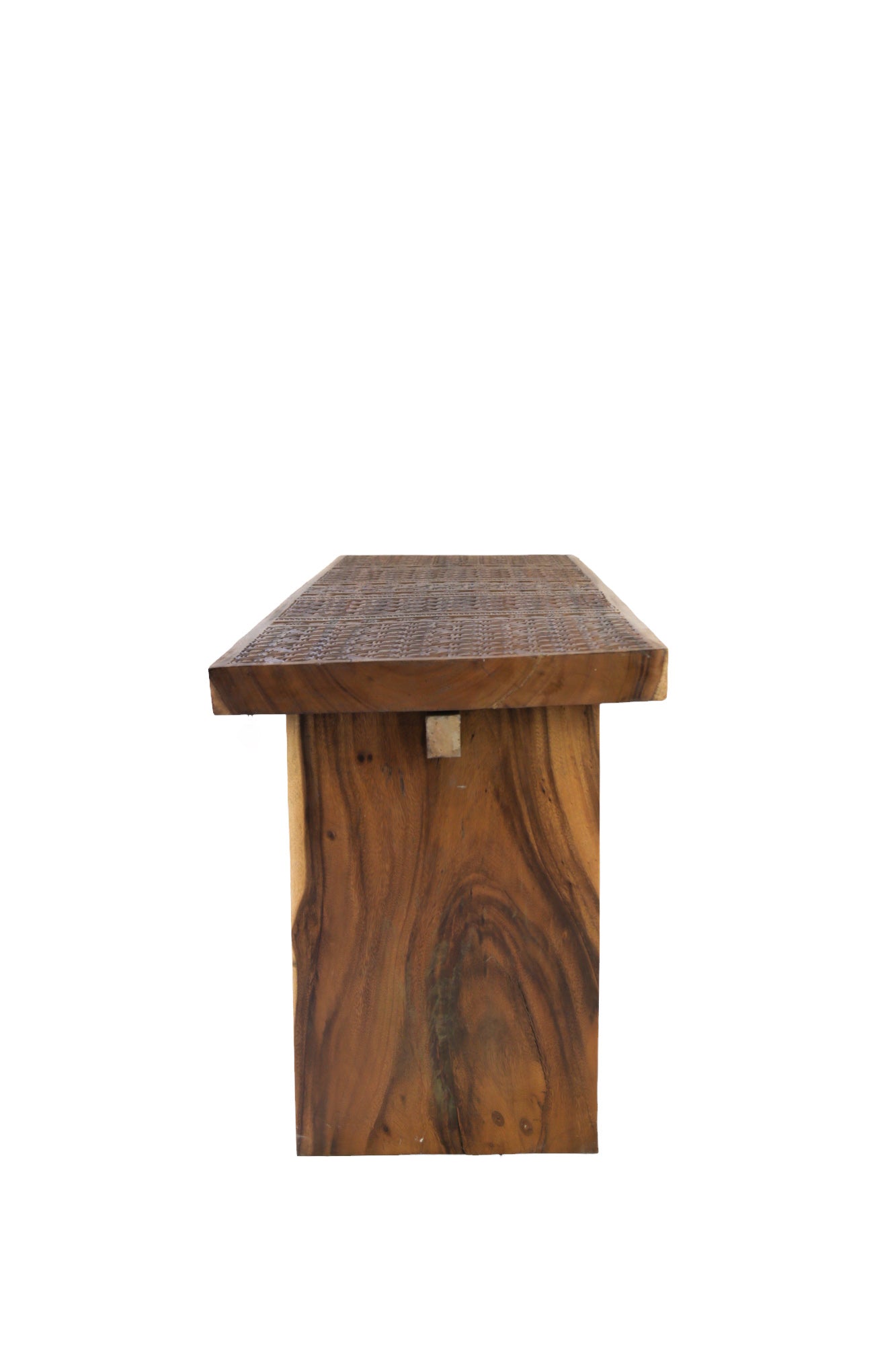Mesa auxiliar de madera natural tallada 67x201cm