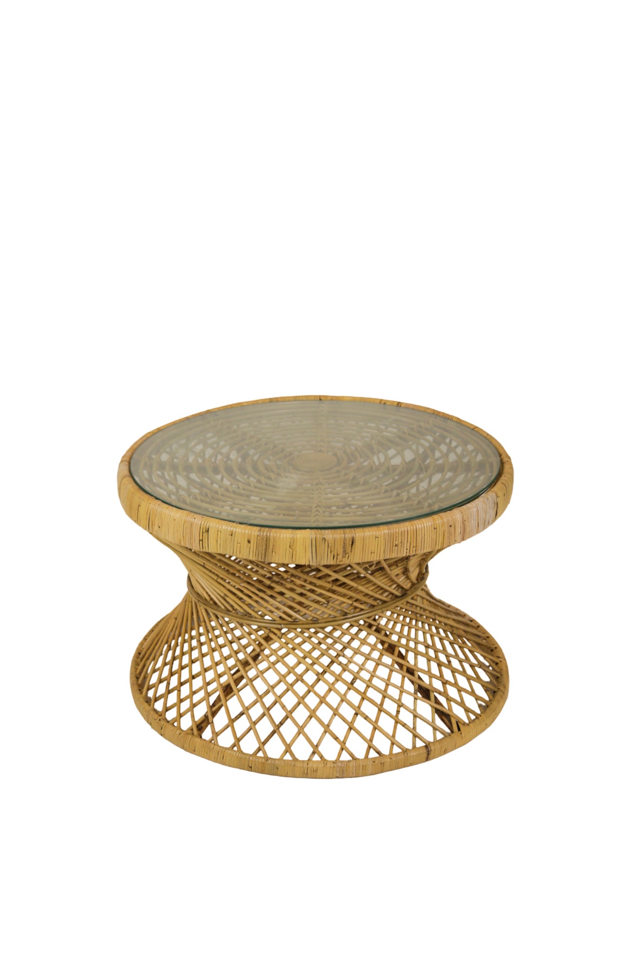 Mesa Auxiliar String Con Tapa De Cristal ø80