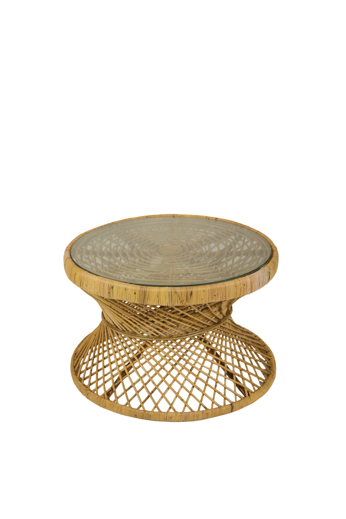Mesa Auxiliar String Con Tapa De Cristal ø80