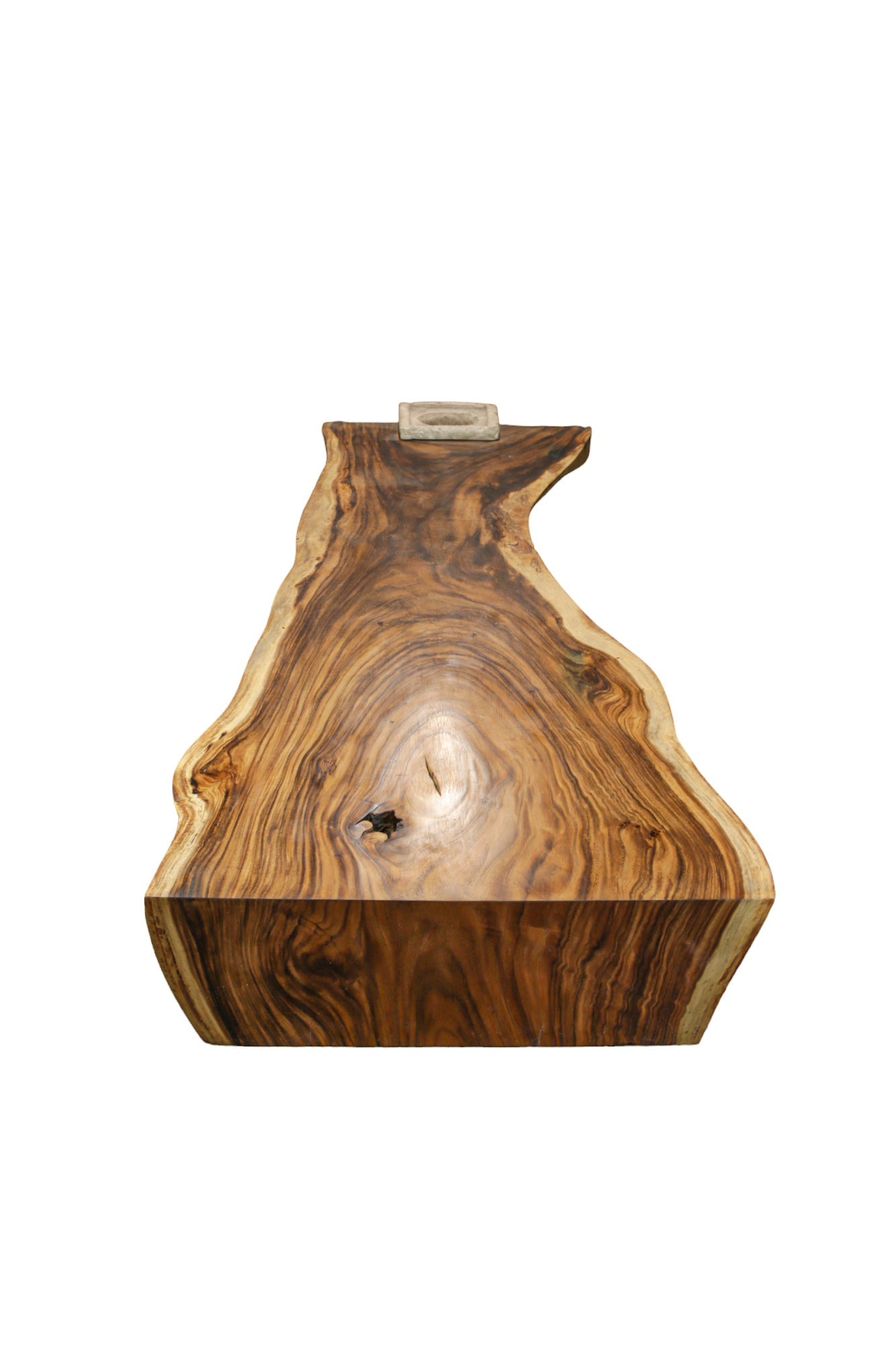 Mesa de centro de madera de suar con pata de piedra 95x275cm