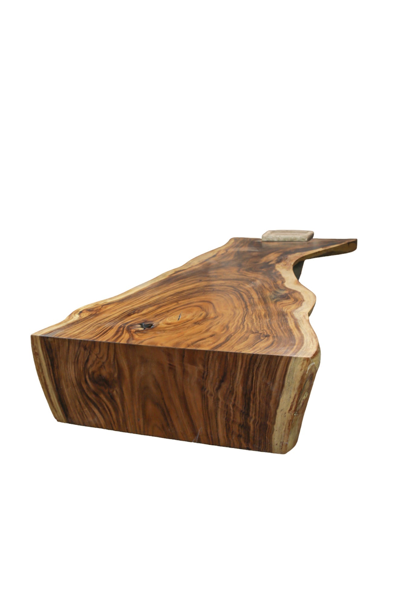 Mesa de centro de madera de suar con pata de piedra 95x275cm