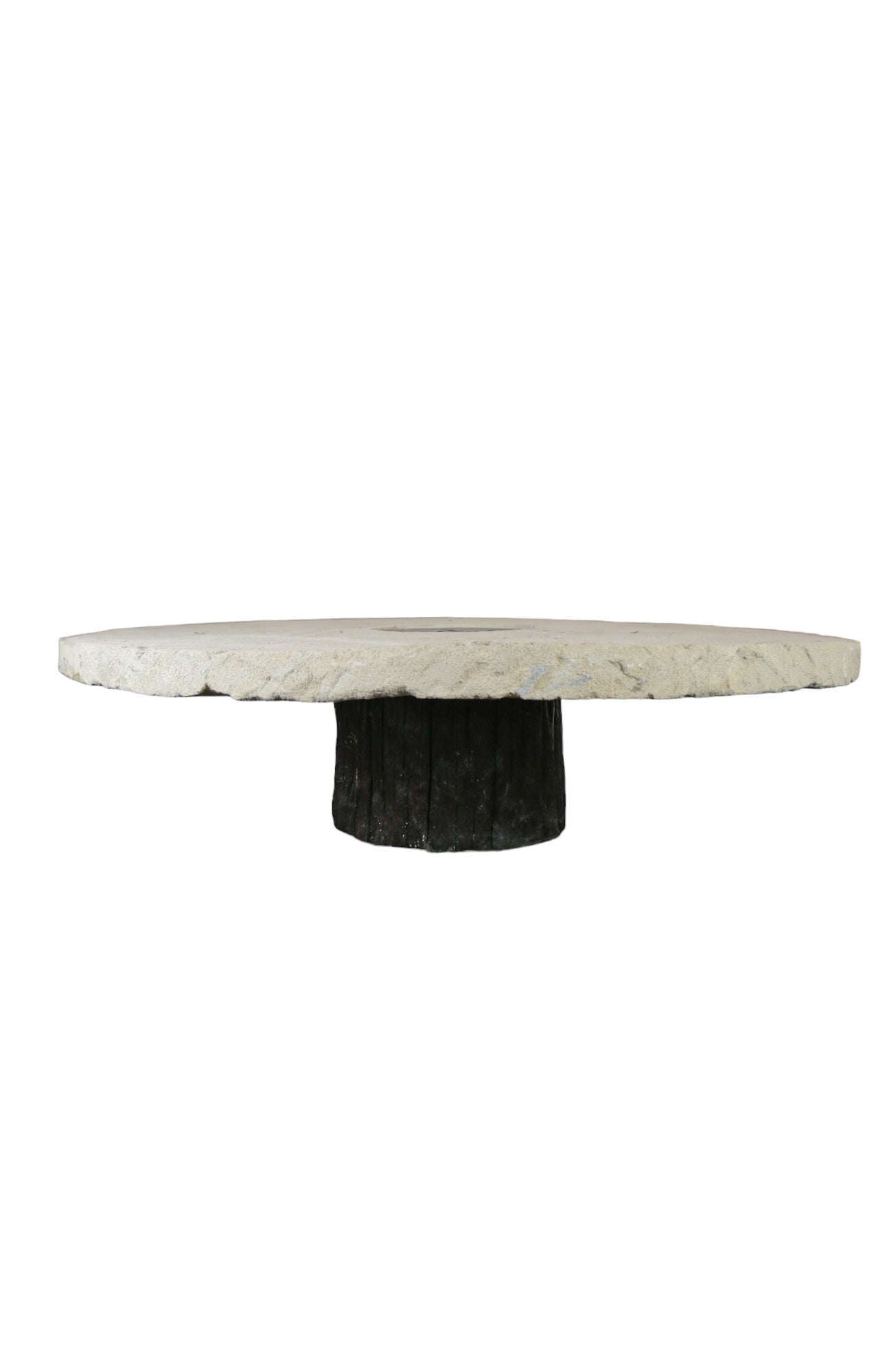 Mesa De Centro Redonda De Hormigón Con Pata De Tronco De Árbol ø140