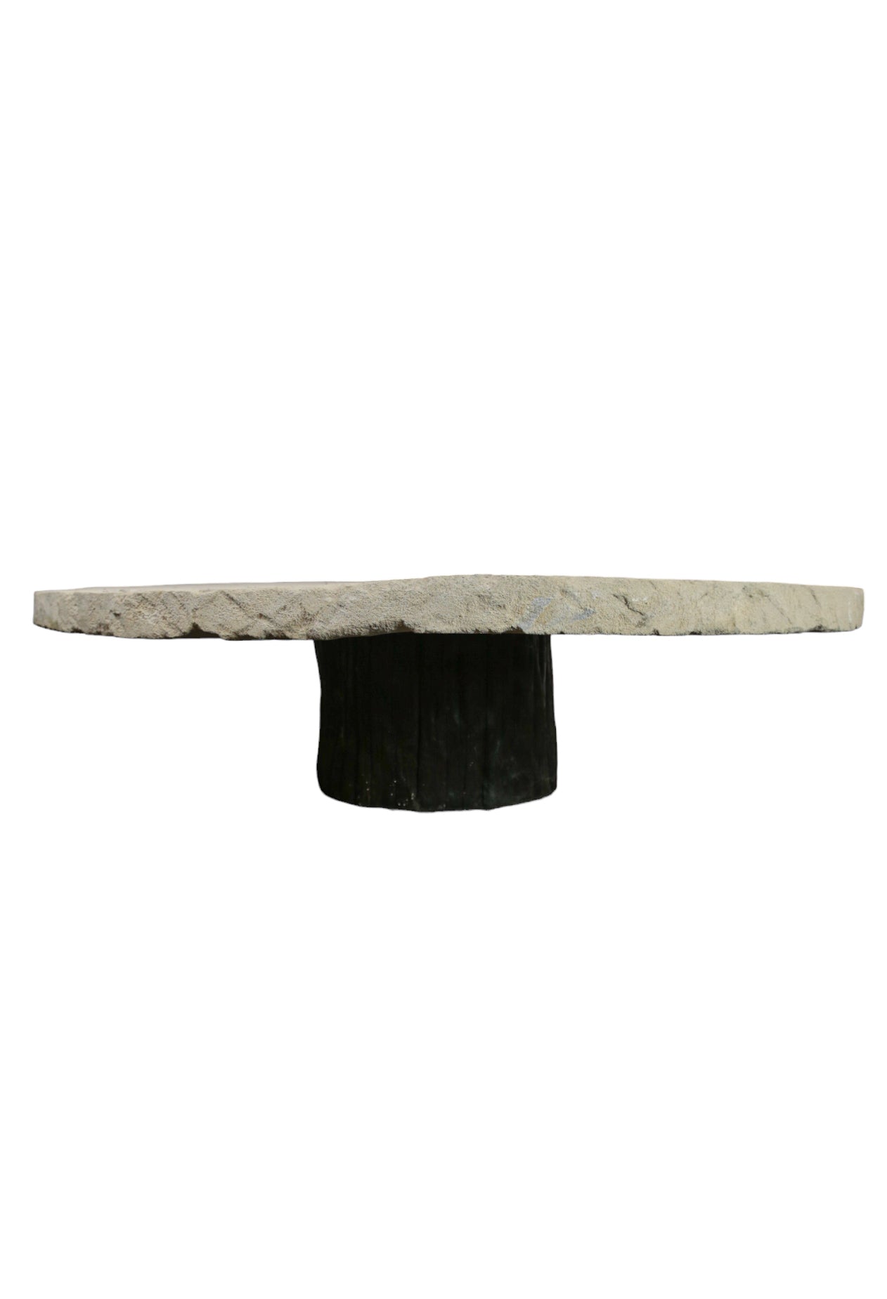 Mesa De Centro Redonda De Hormigón Con Pata De Tronco De Árbol ø140