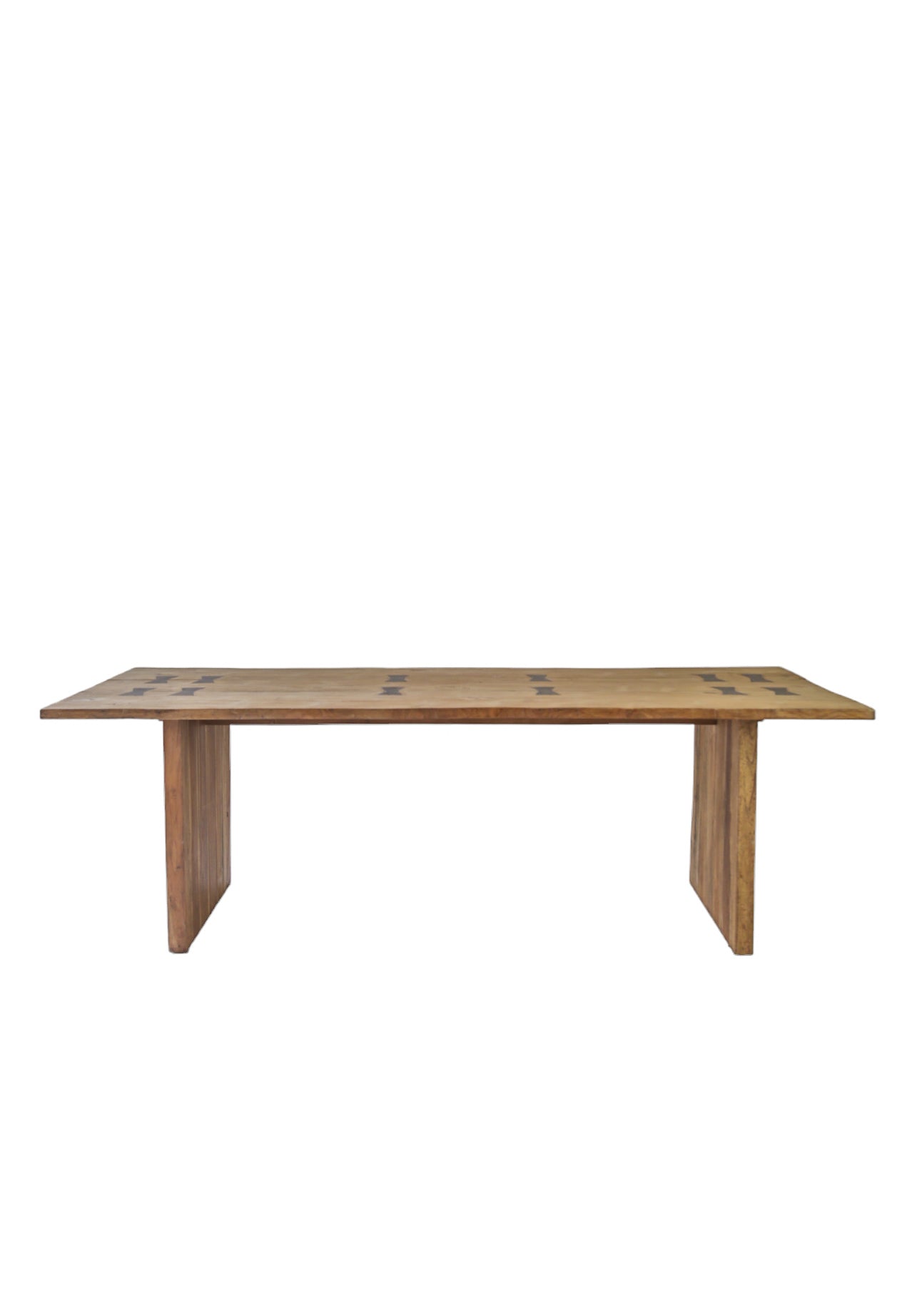 Mesa De Madera De Teca Con Lazos Negros 110x250cm