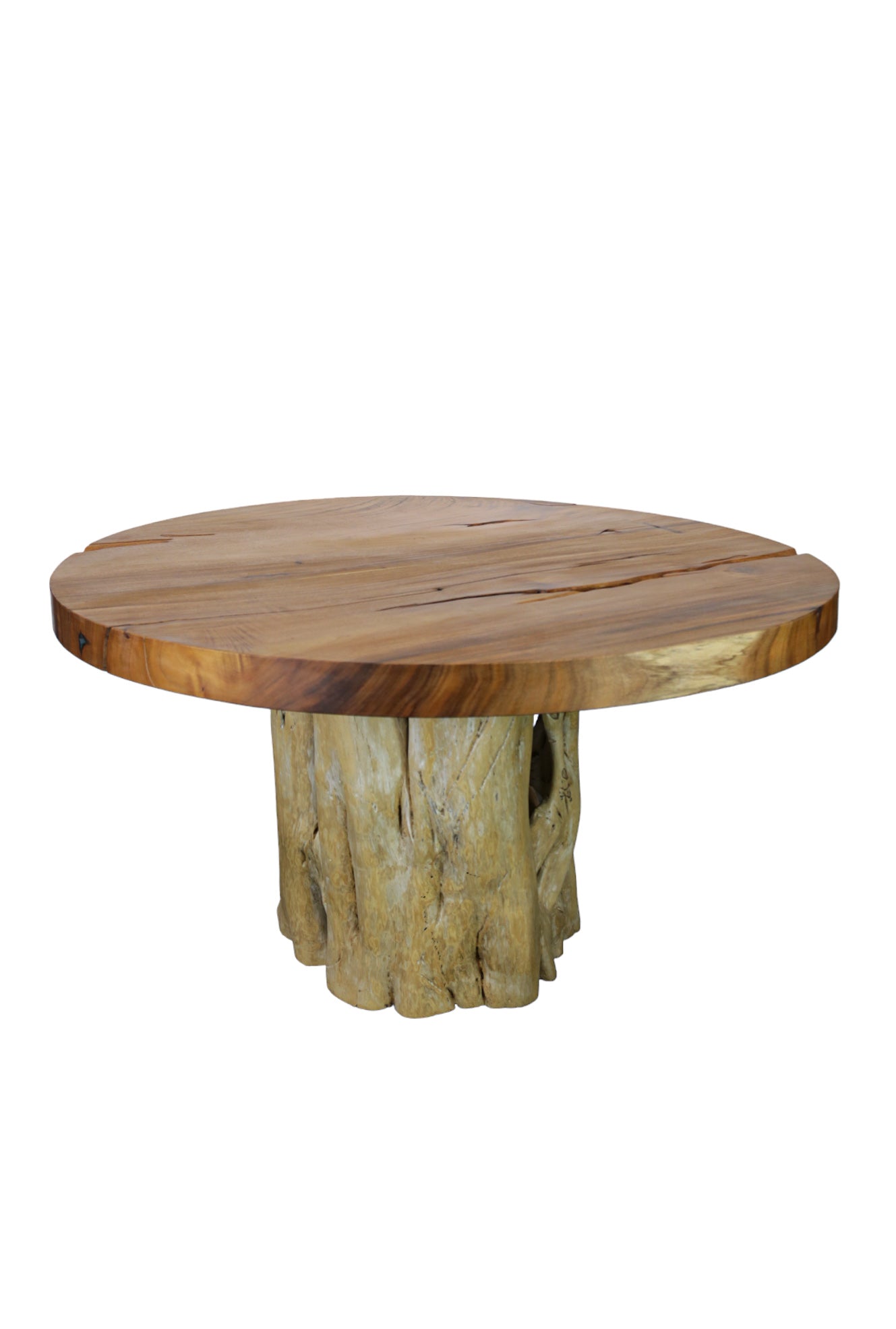 Mesa Suar Redonda Con Tronco De Madera