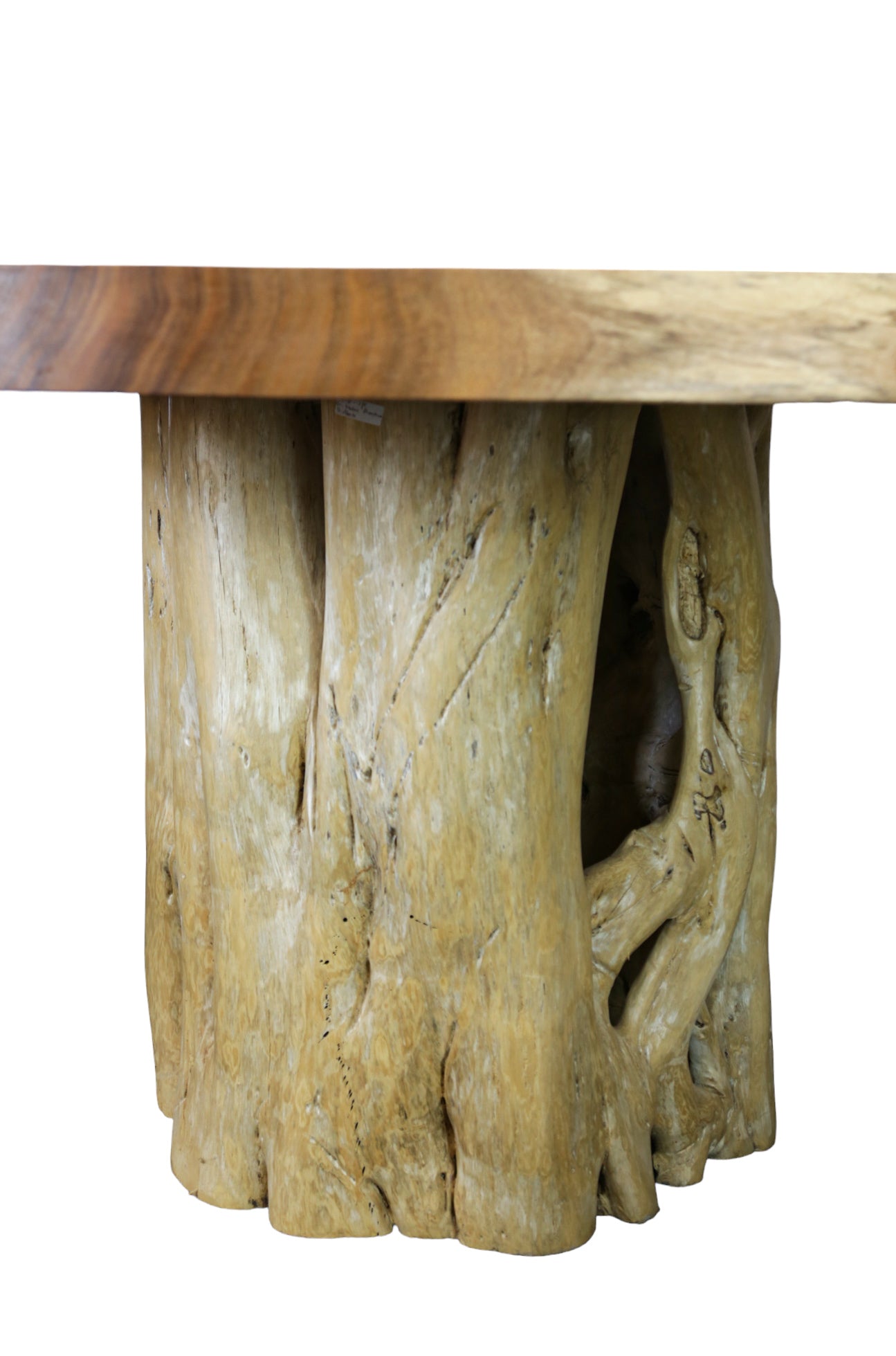 Mesa Suar Redonda Con Tronco De Madera