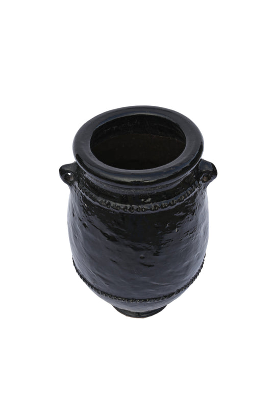 Small Black Glazed Terracotta Pot