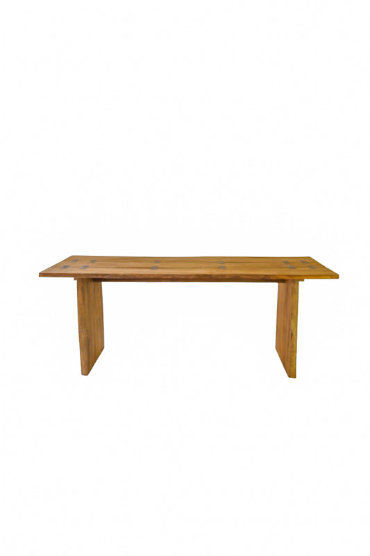 Wooden Teak Table With Black Ribbons 90x210cm