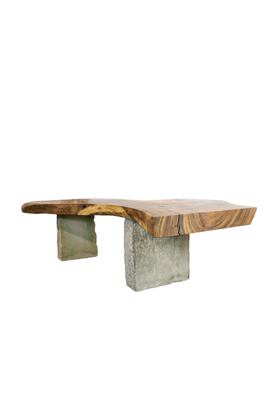 Suar Wood Table With Stone Legs 118x295cm