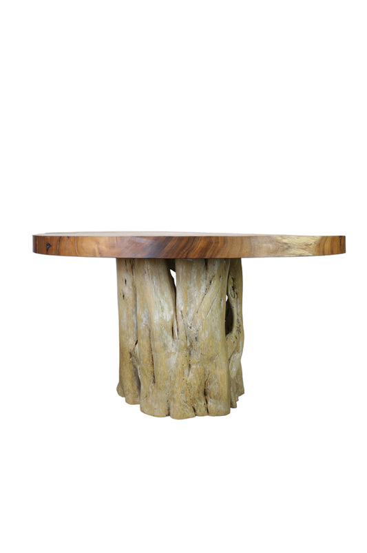 Round Suar Table With Wooden Log